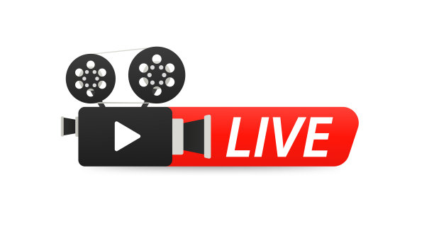 带复古相机的Live Icon。平面设计风格与播放按钮。视频图标。电影制作行业。摄影和电影制作设备。设计元素。矢量图图片下载