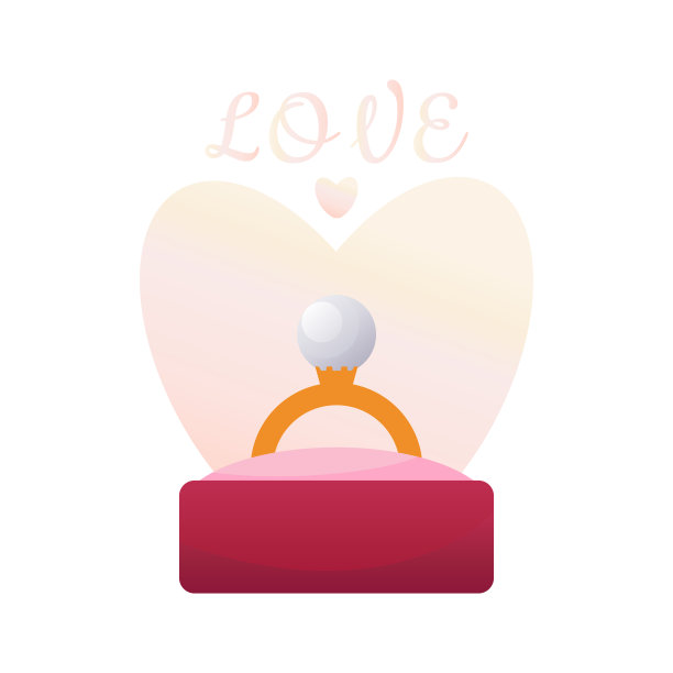 金戒指与珍珠在红色盒子浪漫的背景图片下载