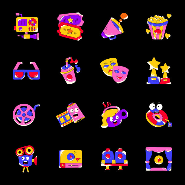 一包电影院平面贴纸图片下载