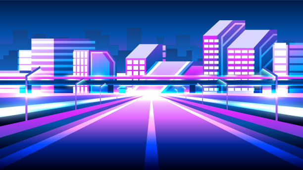 空旷的道路，桥在办公大楼的背景。图片下载