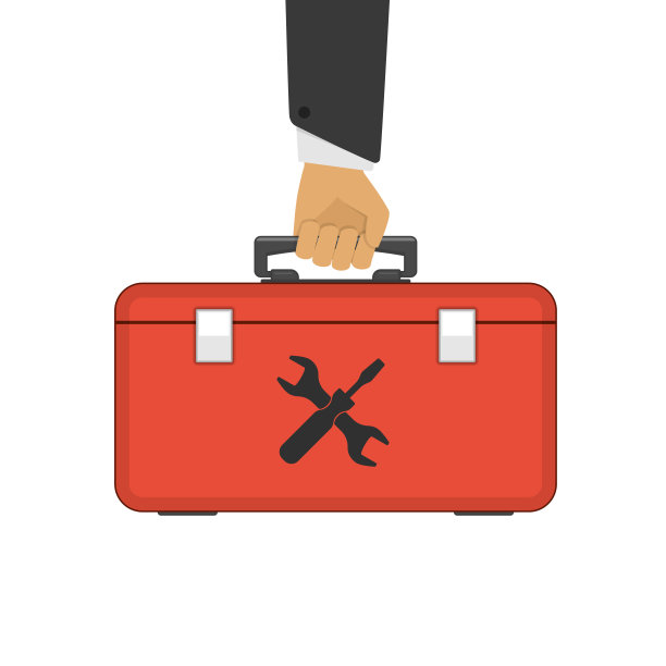 手提箱在红色的手上。图片下载