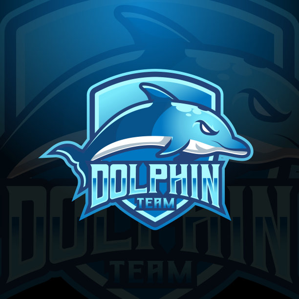 海豚吉祥物设计矢量与现代插图概念风格的徽章，徽章和t恤印刷。现代海豚盾插图的运动，玩家，流媒体和电子竞技团队。图片下载