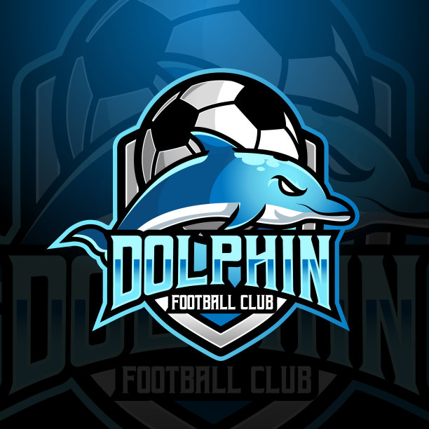 海豚吉祥物足球足球俱乐部球队设计矢量与现代插图概念风格的徽章，徽章和t恤印刷。现代海豚盾插图的运动，玩家图片下载
