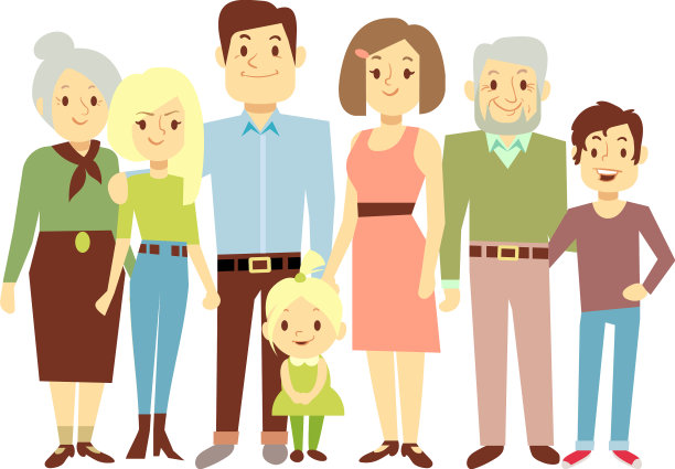 幸福的全家福三代亲戚图片下载