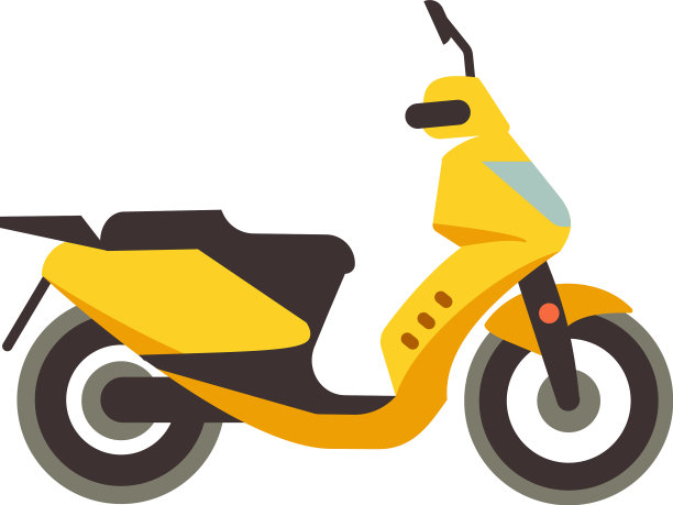黄色滑板车侧面视图卡通摩托车图标图片下载