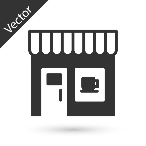 灰色咖啡店图标孤立的白色背景图片下载