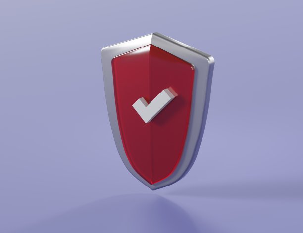 现实盾图标上的浅蓝色隔离背景安全主题插图3d渲染图片下载