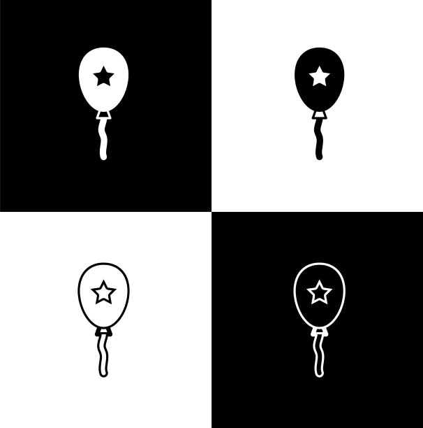 设置气球与彩带图标隔离在黑色和图片下载