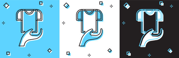 设置衣服捐赠图标孤立在蓝色和图片下载