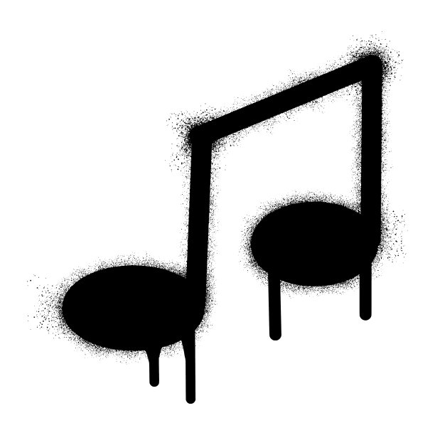涂鸦笔记音乐图标与黑色喷漆。矢量插图。图片下载
