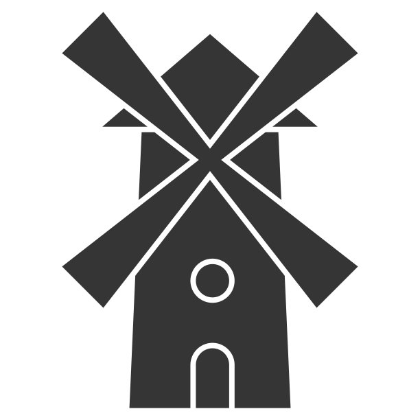 荷兰风车，荷兰象征古老，历史风面包线性图片下载