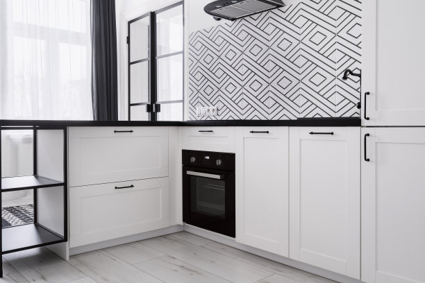 当代家具和家用电器在家庭厨房图片下载