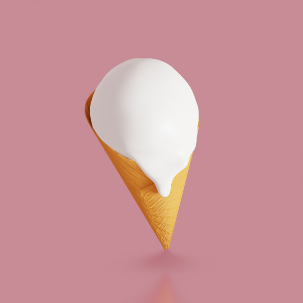 甜食偶像。融化的香草甜筒。三维渲染图片下载