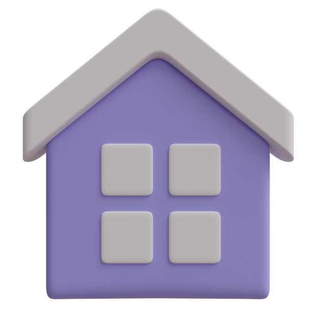 房子图标。蓝色卡通最小家孤立在白色，3d图片下载