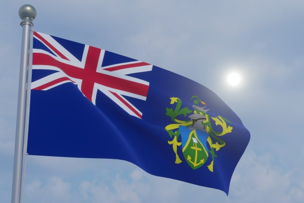 风中飘扬的国旗——皮特凯恩群岛图片下载