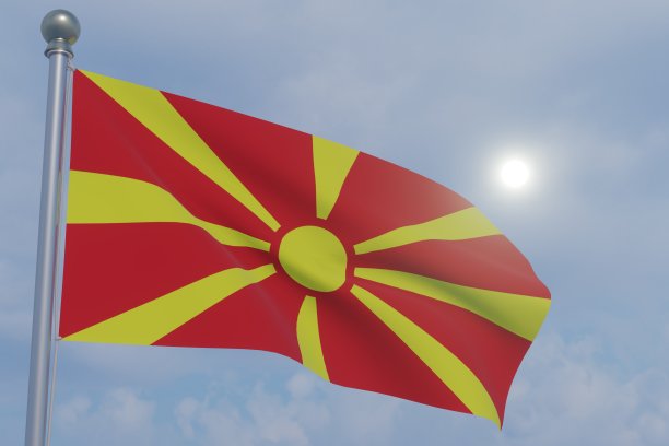 风中飘扬的国旗-北马其顿图片下载