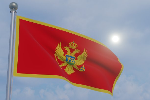风中飘扬的国旗-黑山图片下载
