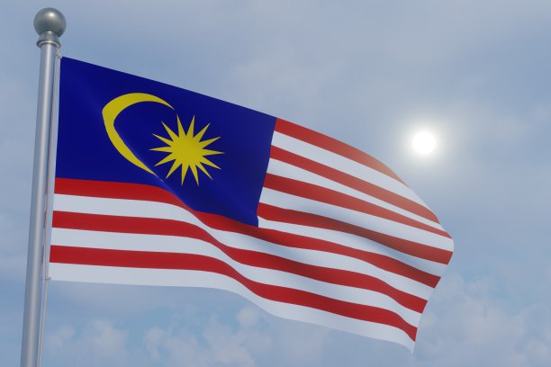 风中飘扬的国旗-马来西亚图片下载