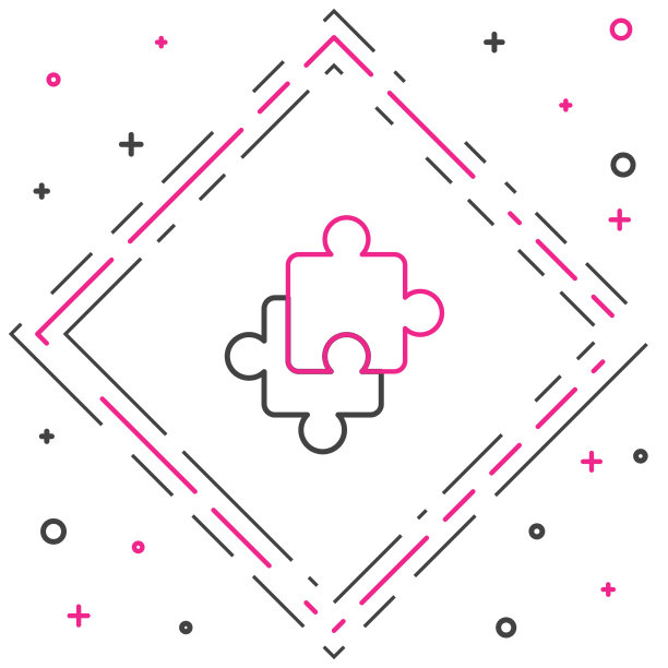 线条拼图玩具方块图标孤立在白色上图片下载