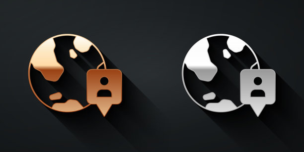 黄金和白银的位置上的全球图标图片下载