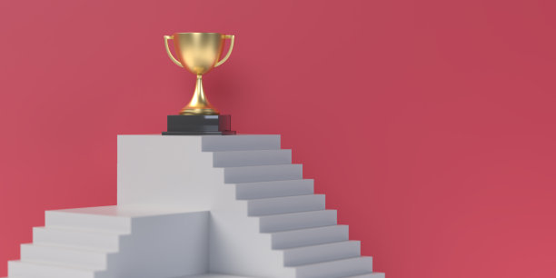 金杯站在楼梯上图片下载