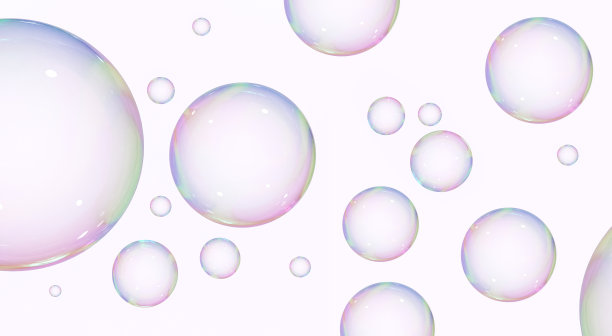 彩色肥皂泡特写，3D渲染图片下载
