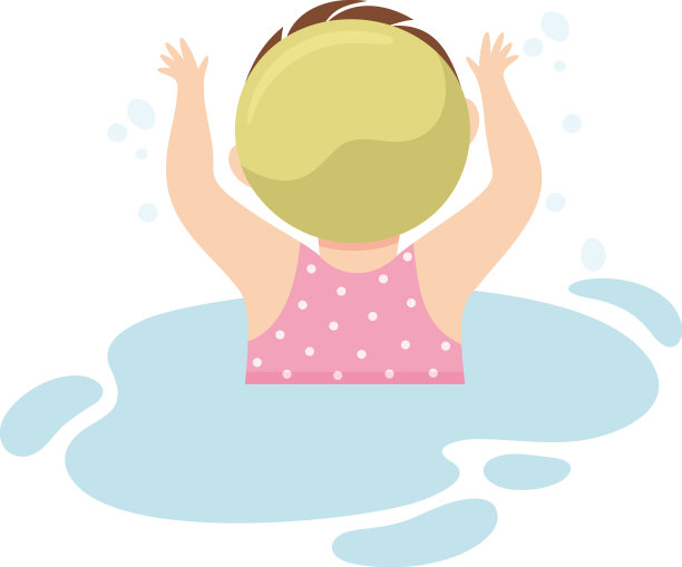 快乐的女孩在游泳池里戴着帽子戏水图片下载