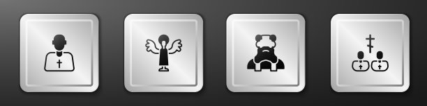 设置神父天使和图标银色方块按钮图片下载