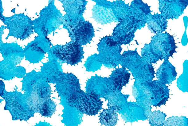 剪纸蓝色水彩滴和纸张纹理背景。图片下载