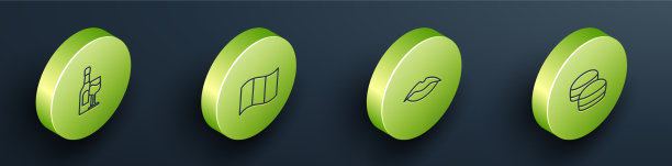 设置等距线酒瓶与玻璃旗图片下载