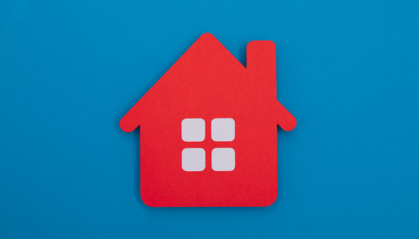 房子图标孤立在蓝色背景-财产保险和安全概念图片下载