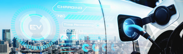 电动汽车充电站的概念是从可持续资源生产的替代绿色能源供应给充电站，以减少二氧化碳的排放。图片下载