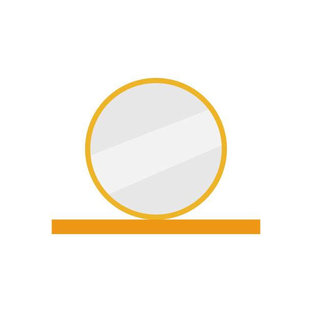 带有镜子图标的货架。圆镜。白色背景上的矢量插图。图片下载