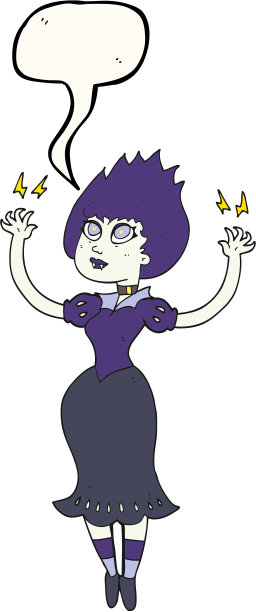 手绘演讲泡泡卡通吸血鬼女孩图片下载