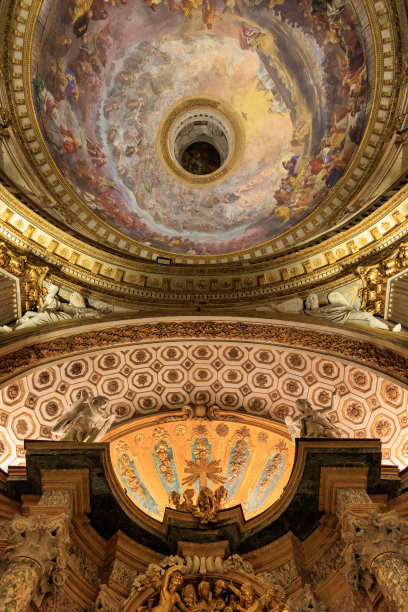 都灵的意大利巴洛克式教堂内部图片下载