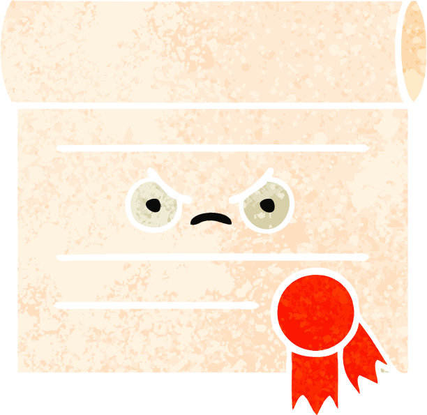 复古插画风格的卡通证书图片下载