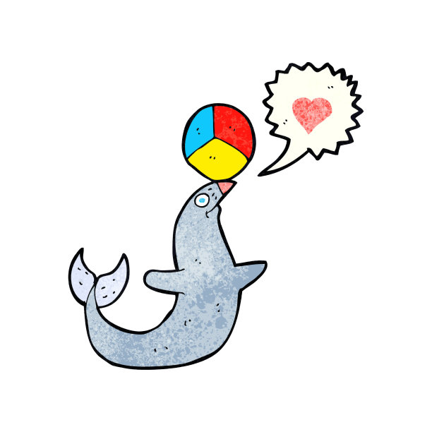 带球的卡通海豹图片下载