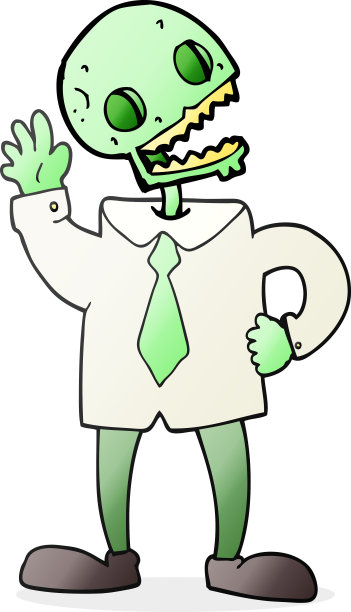 手绘的卡通僵尸商人图片下载