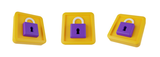 3D锁图标套装，挂锁插图套装，数字卡通电脑渲染数据安全，锁眼。图片下载