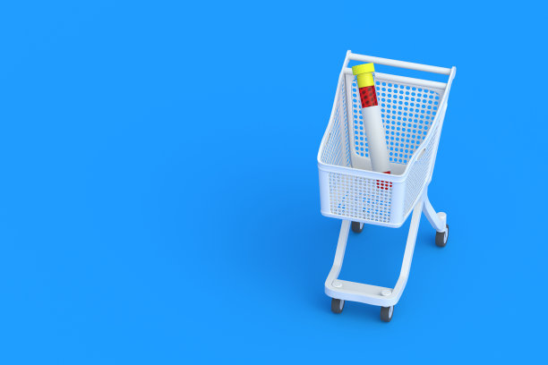 试管在购物车里。副本的空间。三维渲染图片下载