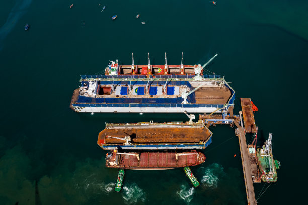 船坞集装箱船的鸟瞰图进行维修保养图片下载