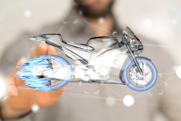 数字摩托车的三维渲染;现代技术图片下载