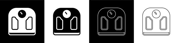 设置浴室秤图标隔离在黑色和图片下载