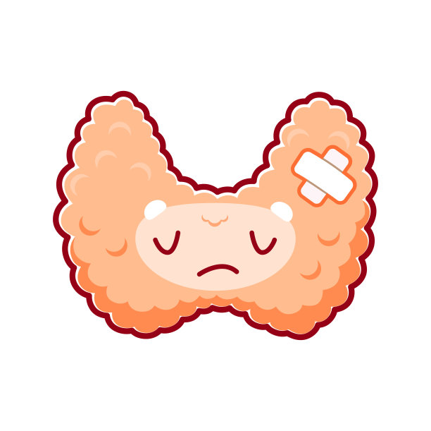 卡通人物生病或受伤的甲状腺器官图片下载