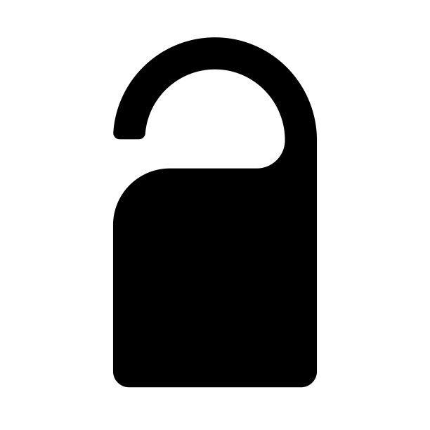 酒店房间门衣架剪影图标。向量。图片下载