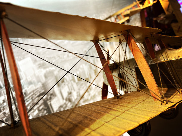 老式双翼飞机模型的细节图片下载