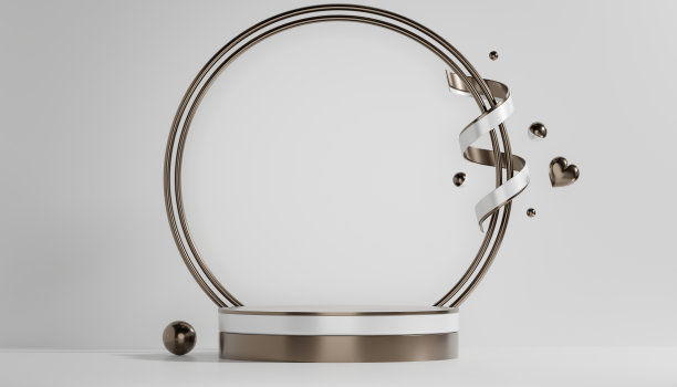 讲台最小的几何白色和金色图片下载