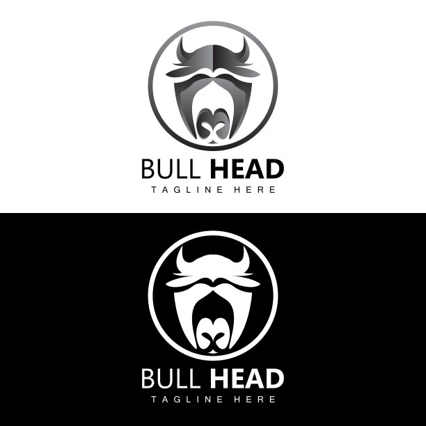 牛头标志，农场动物矢量，牲畜插图，公司品牌图标图片下载