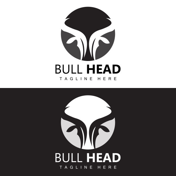 牛头标志，农场动物矢量，牲畜插图，公司品牌图标图片下载