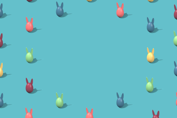 复活节彩蛋兔耳朵彩色等距图案。图片下载